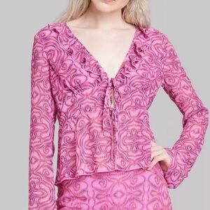 Wild fable pink geo dot tie top size medium new with tags